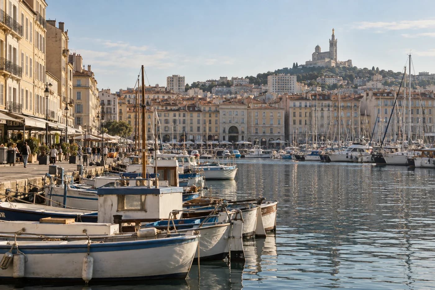 Le Vieux-Port et Notre-Dame de la Garde, Marseille.