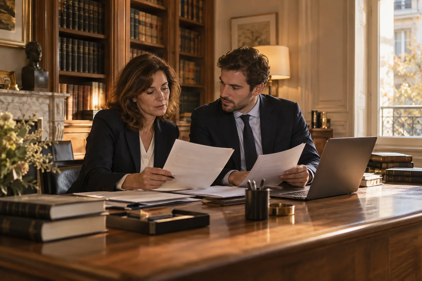 Une équipe travaille sur ses dossiers dans un bureau du secteur droit.