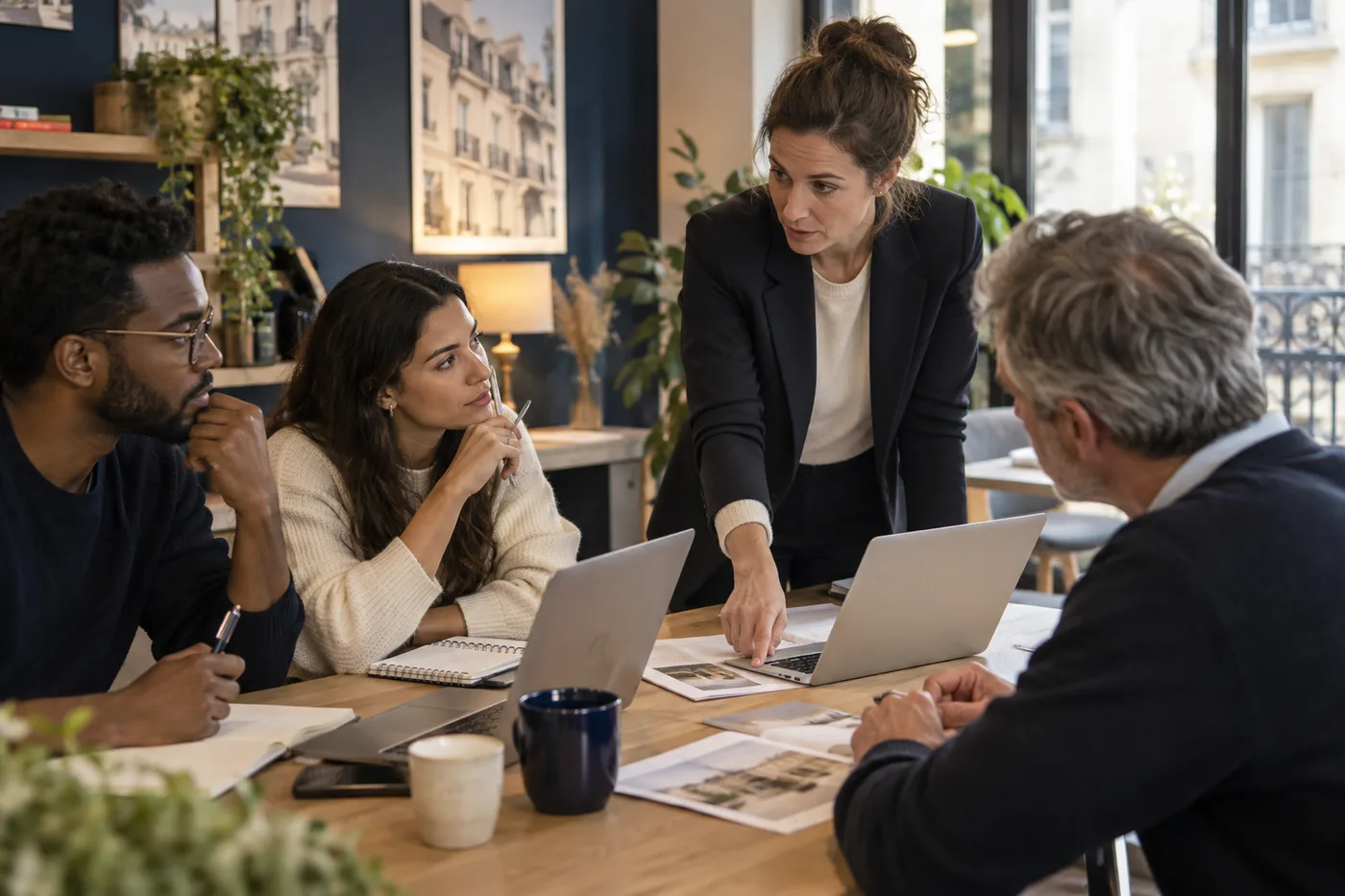 Atelier en bureau pour apprendre et partager des pratiques dans le secteur immobilier.