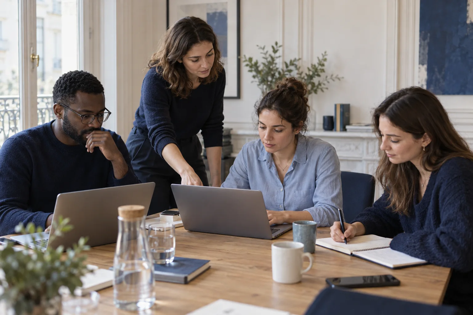 Des collaborateurs expérimentent l’IA ensemble pendant un atelier de formation